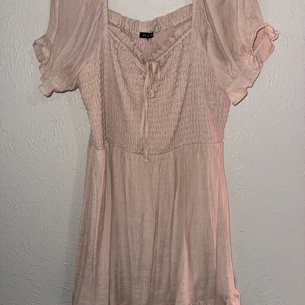 A. Byer Blush Pink Smocked Blouse